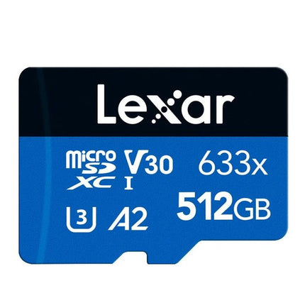 Lexar 512GB High-Speed Memory Card for Cameras and Phones - blue microSDXC card 100MB/s V30 A2 633x for photos and video