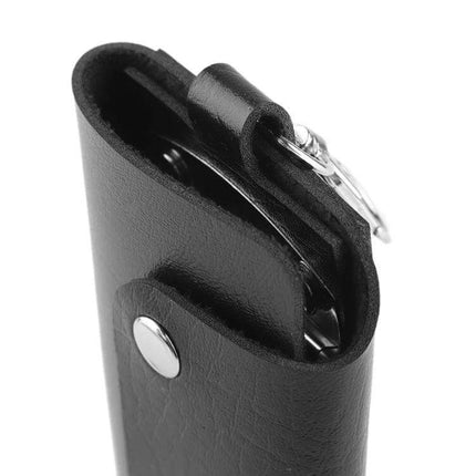 PU Leather Car Key Cover 2 Pack For Everyday Key Storage black PU leather protective key pouch with snap and keyring