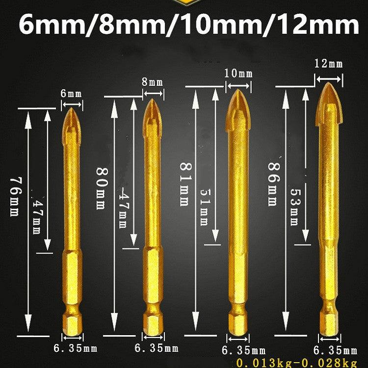 Alloy Cross Hex Shank Drill for Precision Ceramic and Glass Projects