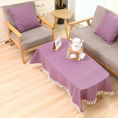 Elegant Cotton Linen Dining Tablecloth for Events, Series 1 Purple Dots 140x180cm