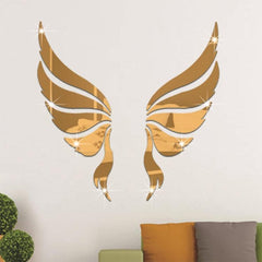 Pegatinas de pared decorativas tridimensionales de cristal con alas de ángel para dormitorio