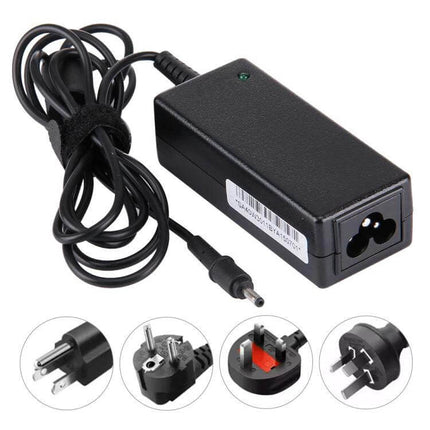 EU Plug AC Power Adapter Compatible with Samsung Laptops — black replacement charger with short-circuit protection and coiled cable