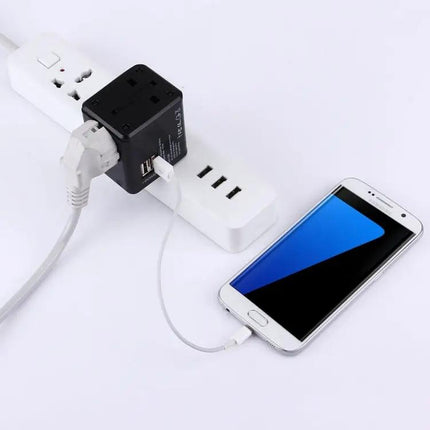 Universal Travel Adapter for Worldwide Use with Dual USB Ports
