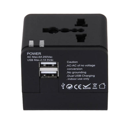 Compact Universal Dual USB Charger Adapter for Travel and Home Use black universal travel plug with dual USB ports