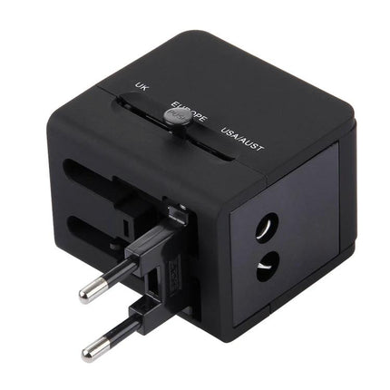 Compact Universal Dual USB Charger Adapter for Travel and Home Use black universal travel plug with EU and multi-region sockets