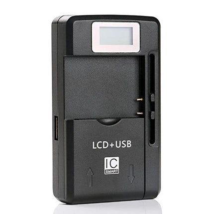 Compact Phone Charger for Daily Use at Home or on the Go - compact black LCD+USB charger for phone and devices, portable travel and home use
