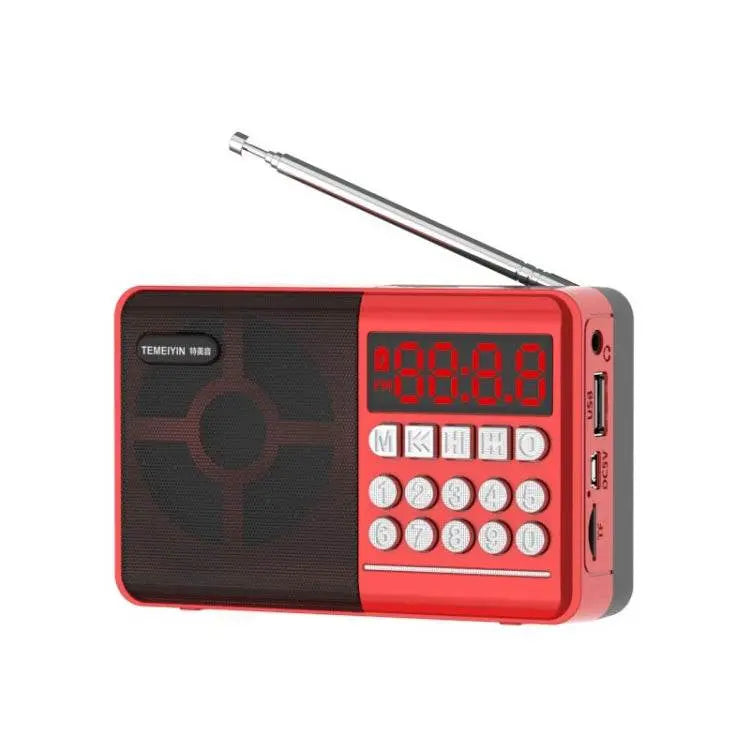 TEMEIYIN LED Digital Display Card Bluetooth Radio Speaker Red