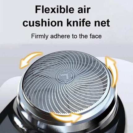 Portable Mini Waterproof Electric Shaver For Travel showing flexible air cushion knife net close-up of mesh honeycomb blade