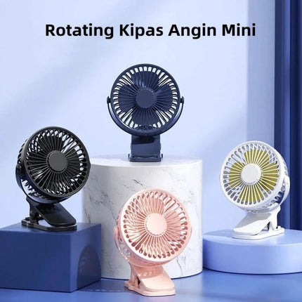Compact USB-Powered Mini Clip Fan for Desk and Travel Use - compact clip-on desk fan in navy, black, pink, white for travel and office cooling