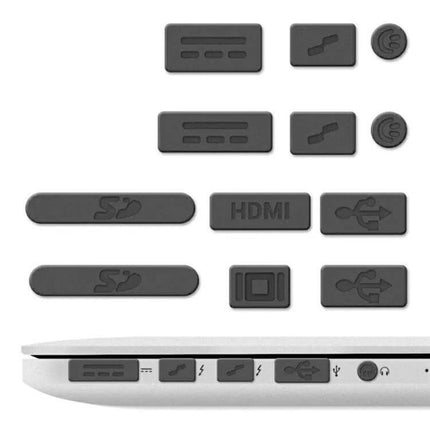 Universal Silicone Dust Plug for Laptop Port Protection - black silicone port covers for HDMI, USB, SD and audio on laptop