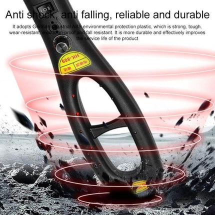 Compact Wireless Signal Detector for Privacy Checks handheld black device detecting hidden transmitters with concentric signal rings