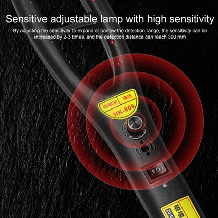 Compact Wireless Signal Detector for Privacy Checks handheld unit with sensitive adjustable lamp and detection rings