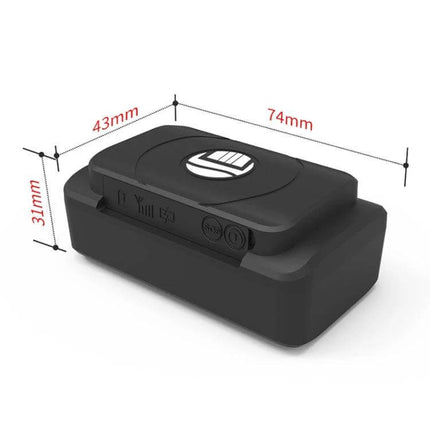 GPS Tracker for Vehicle Security with Long Battery Life compact black tracker device with dimensions 74x43x31mm