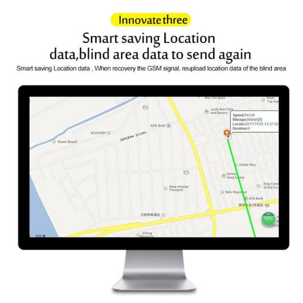 TK205 GPS Tracker for Real-Time Vehicle Monitoring - map view on desktop showing real-time vehicle route and saved blind-area location data