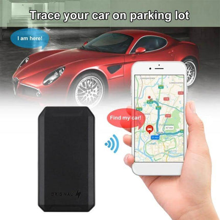 C6 GPS Tracker with Magnetic Mount for Vehicle Security - compact magnetic GPS tracker shown with smartphone map for car location tracking