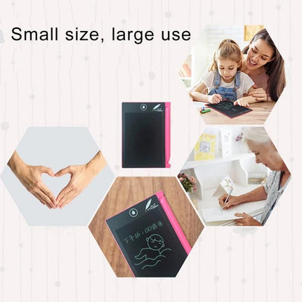 CHUYI 4.4 Inch LCD Writing Tablet with Stylus for Drawing and Doodling - compact black and pink sketch pad shown with child, adult use and doodles