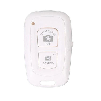 Bluetooth Remote Shutter for iOS and Android Camera Control - white compact wireless remote with iOS and Android buttons