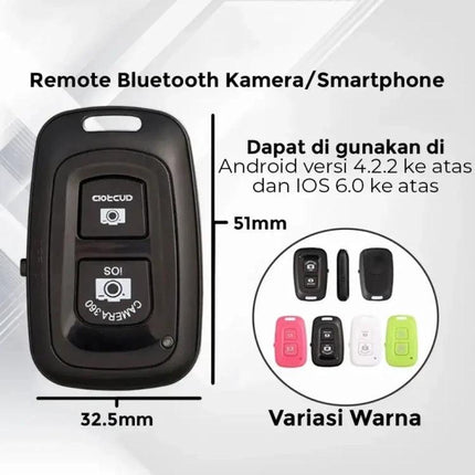 Bluetooth Remote Shutter for iOS and Android Camera Control compact black Bluetooth remote for smartphone camera, 32.5x51mm, color variations