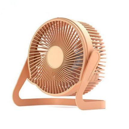 Compact USB Electric Fan for Desktop Cooling and Quiet Use - 5-inch peach plastic desktop USB fan, low-noise portable office cooling