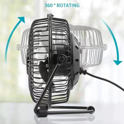 Compact USB Electric Fan for Desktop Cooling and Quiet Use - 5-inch USB-powered rotating desktop fan, low-noise plastic design for office or home