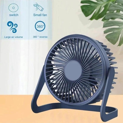 Compact USB Electric Fan for Desktop Cooling and Quiet Use - 5-inch portable USB desk fan, low-noise plastic design for home or office