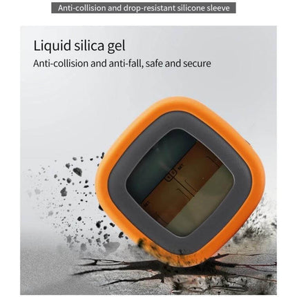 Digital Kitchen Thermometer With Color Screen For Baking showing orange silica gel sleeve, anti-collision drop-resistant body and clear color display