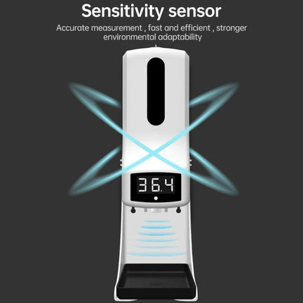 K9 Pro Essentials for Daily Home Health and Hygiene automatic soap dispenser with digital thermometer display showing 36.4