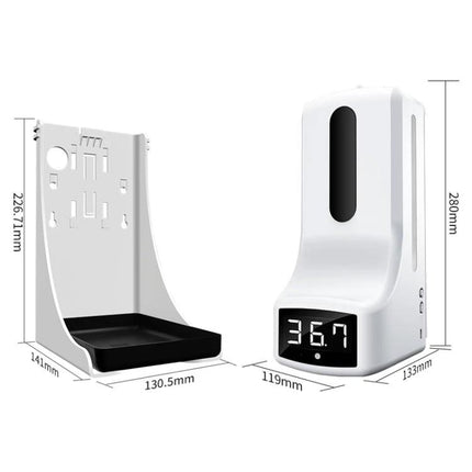 K9 Pro Essentials for Daily Home Health and Hygiene wall-mounted soap dispenser with temperature display and dimensions