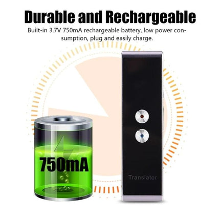 Essential Voice Translator for Travel and Daily Conversations with durable rechargeable 750mA battery and compact two-button design