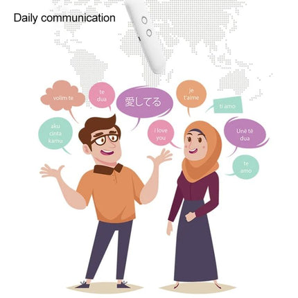 Compact Voice Translator for Daily Travel and Business Use shown enabling real-time multilingual conversation between travelers