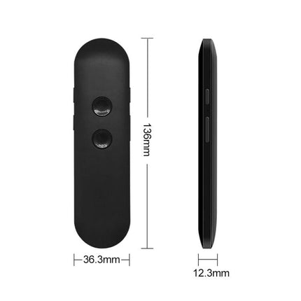 Compact Voice Translator for Daily Travel and Business Use black slim device with dual buttons and dimensions 136mm x 36.3mm x 12.3mm