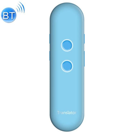 Compact Voice Translator for Daily Travel and Business Use - compact blue handheld real-time translator with two buttons and Bluetooth icon