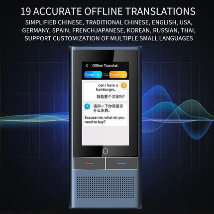 Handheld Language Translator for Daily Travel Conversations compact offline device showing translated English and Chinese phrases on screen