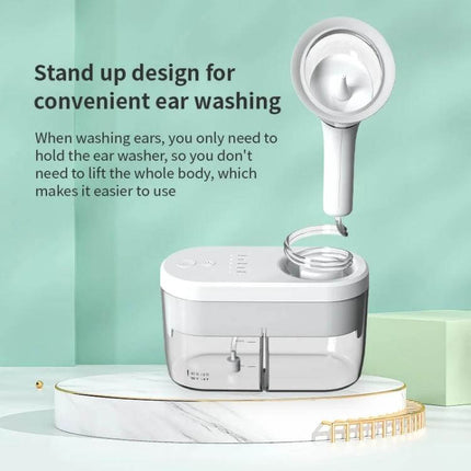 TPE Ear Washer For Gentle Home Ear Cleaning Daily Use – white stand-up device with 400ml tank and detachable TPE earpiece for gentle at-home ear rinsing