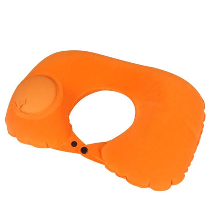 Travel Inflatable Press U-Shaped Neck Guard Pillow, Peacock Green - compact inflatable U-shaped travel neck pillow with push inflator and soft flocking cover