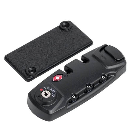 TSA007 Luggage Code Lock For Everyday Travel On The Road compact black ABS 3-digit TSA luggage lock with stainless steel slot and mounting plate