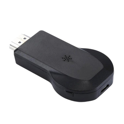 M2 Plus Wireless Dongle for Screen Mirroring on TV — black HDMI dongle for 1080P wireless mirroring to TV or projector