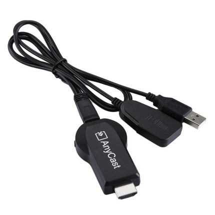 M2 Plus Wireless Dongle for Screen Mirroring on TV - black AnyCast HDMI dongle with USB power cable for 1080P streaming and presentations