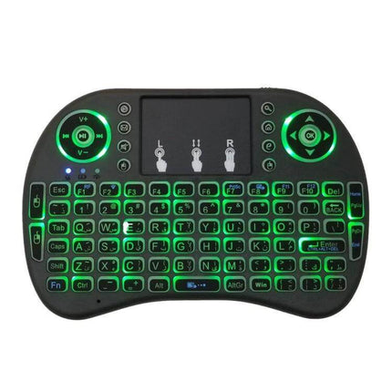 i8 Wireless Keyboard with Touchpad and Arabic Support for Smart Devices backlit compact keyboard with touchpad for tablets and smart TVs