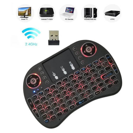 i8 Wireless Keyboard with Touchpad and Arabic Support for Smart Devices compact backlit mini wireless keyboard with touchpad and USB dongle