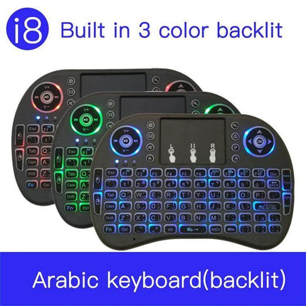 i8 Wireless Keyboard with Touchpad and Arabic Support for Smart Devices compact backlit i8 keyboard with touchpad and Arabic characters