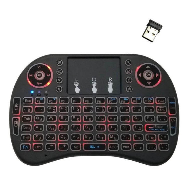 Russian Wireless Backlight Keyboard with Touchpad for TVs compact 2.4GHz remote with Russian layout and touchpad for smart TV control