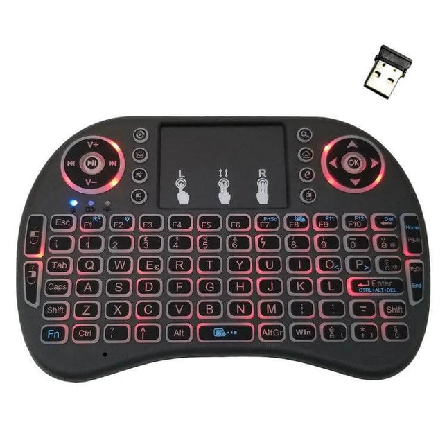 i8 Italian Layout Wireless Keyboard with Touchpad for TVs and PCs – compact backlit mini keyboard with USB receiver