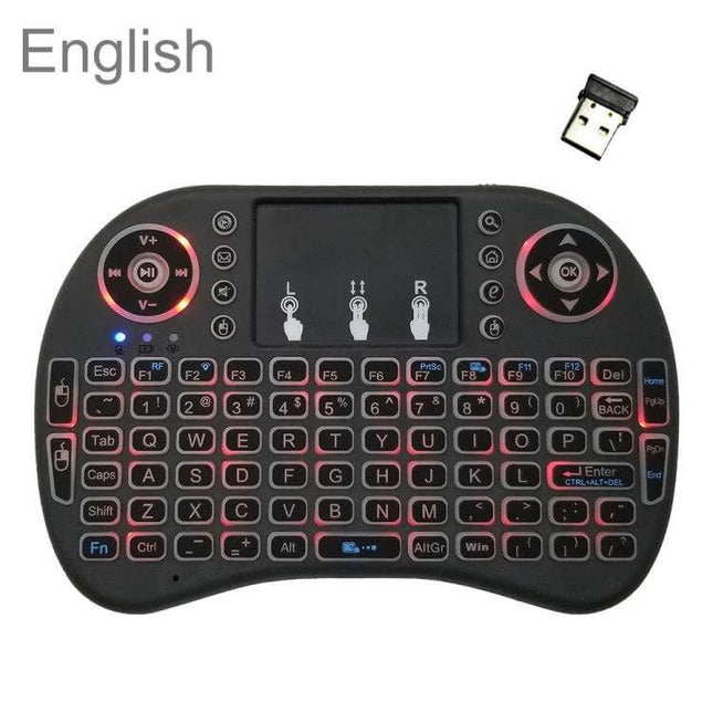 i8 Air Mouse Wireless Keyboard with Touchpad for Smart TVs compact backlit mini wireless keyboard with touchpad and USB receiver
