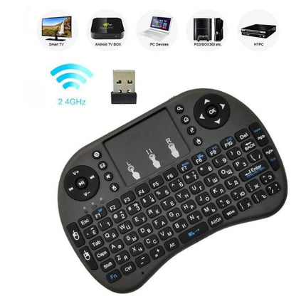 i8 Air Mouse Wireless Keyboard with Touchpad for Smart TVs compact 92-key 2.4GHz wireless keyboard and touchpad remote