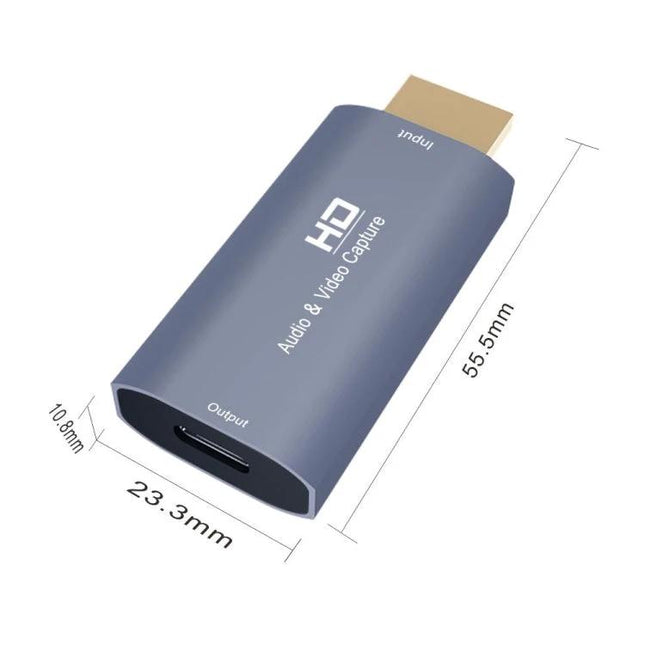 Z50 USB-C to HDMI Video Capture Device for Daily Recording - compact USB-C HDMI video capture dongle with audio & video input/output, 55.5mm