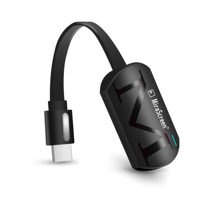 MiraScreen G4 Wireless HDMI Dongle for TV Screen Mirroring — compact black dongle for mirroring phones and tablets to TV or projector