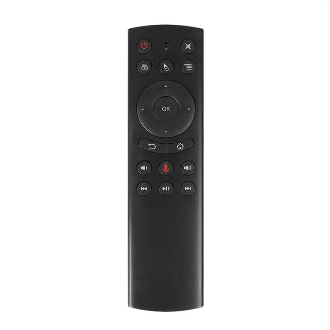 G20S Air Mouse Remote for TV and PC Device Control - black wireless air mouse remote with OK navigation pad and media buttons
