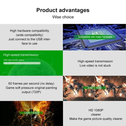 Portable HDMI Video and Audio Capture Device for Everyday Use - aluminum alloy, 1080P HD capture, 60fps, high-speed USB transmission