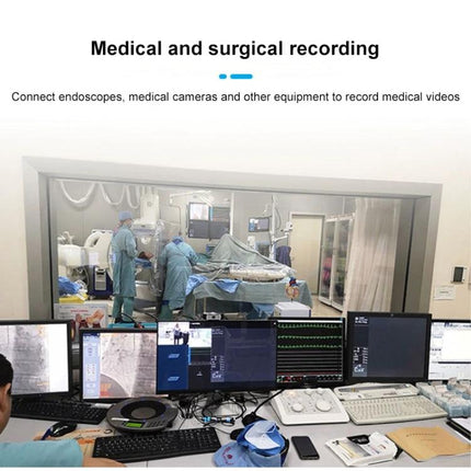 Portable HDMI to USB-C Video and Audio Capture Device for Recording capturing live surgical procedure from endoscope and monitoring station
